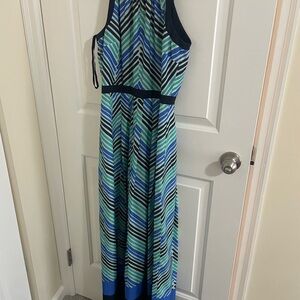 Ann Taylor Chevron Maxi Dress in Blue and Green